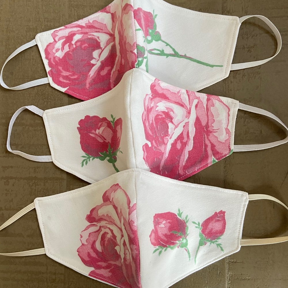 VINTAGE Fabric, Rose Pattern Face Mask